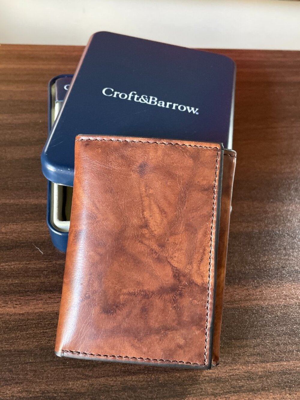 NWT Croft & Barrow Genuine Leather Flip Trifold Wallet — Brown